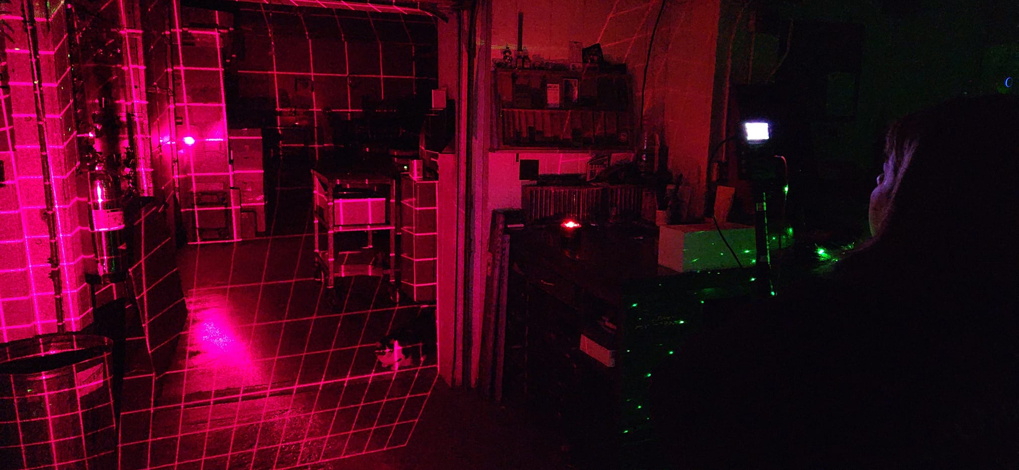 Laser grid set up in printing area of 131 Locust Street